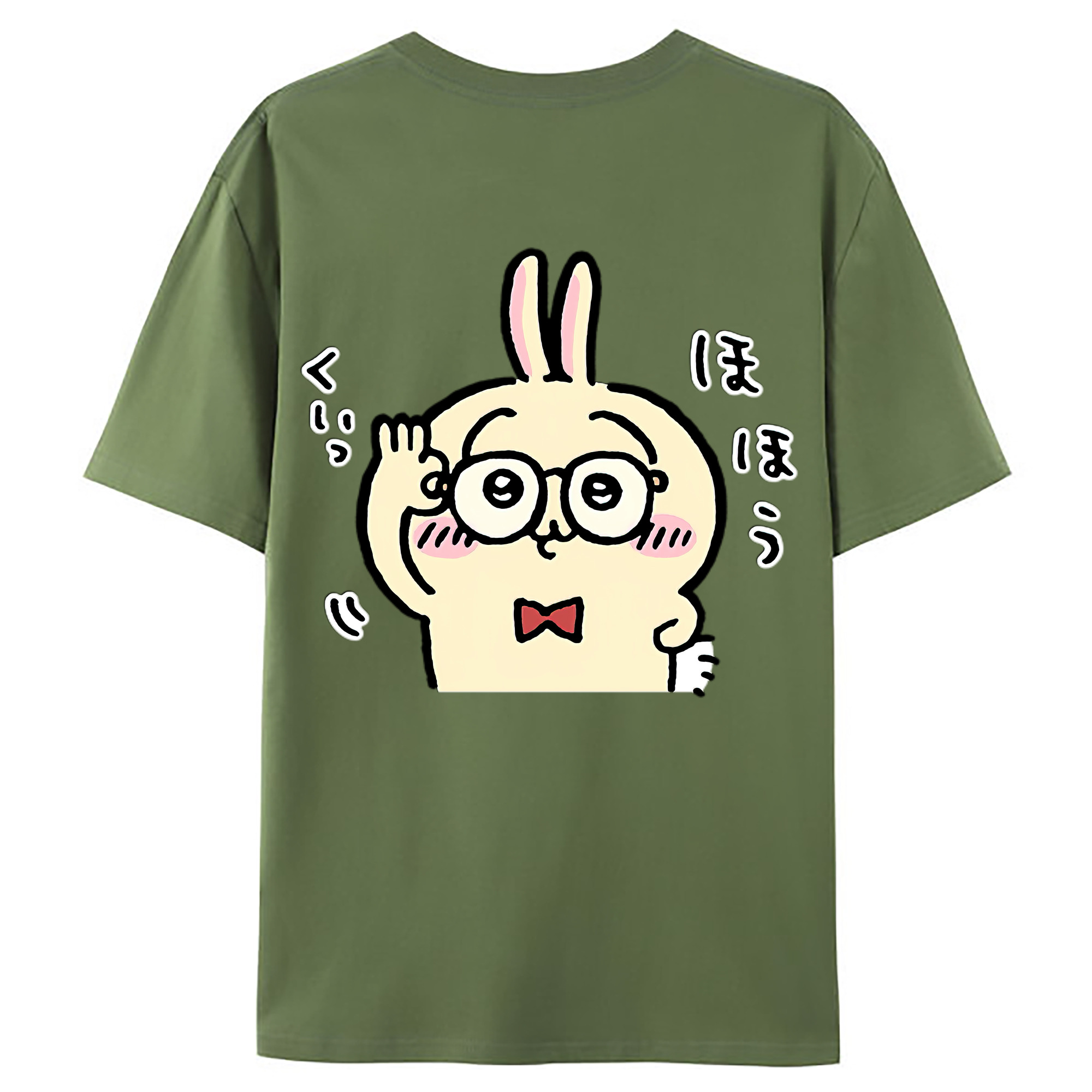 （画像用） ちいかわ うさぎ Chii-kawa usagi 綿100％ メンズ半袖Tシャツ（バックプリント） 通気性